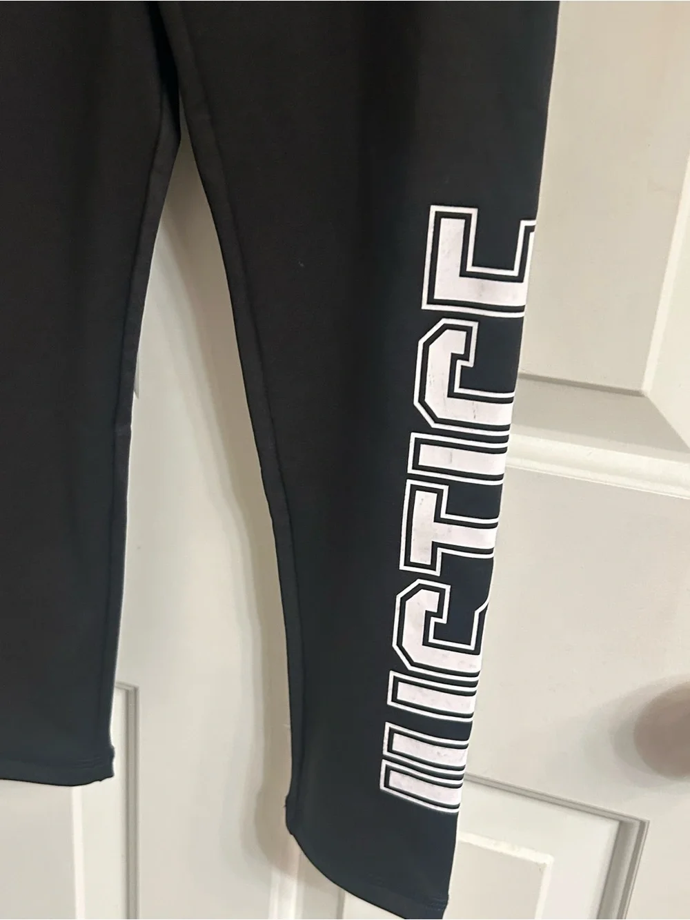Girls Justice Black Leggings with White Logo Trim